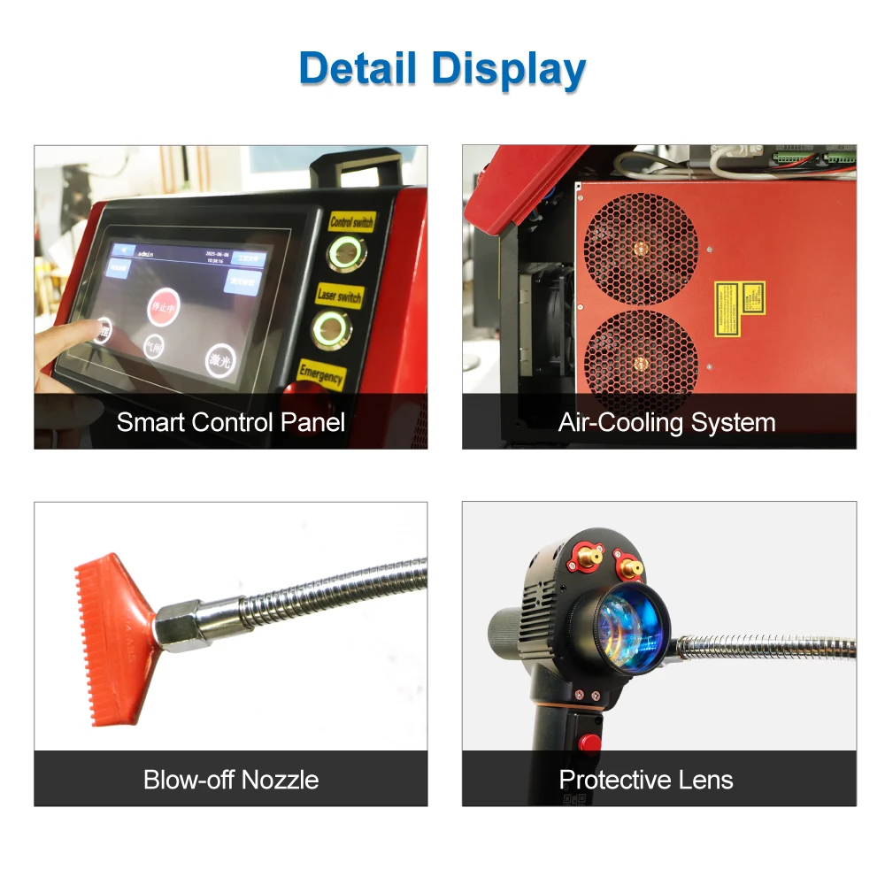 Pulse cleaner touchscreen, cooling vents and scanning head