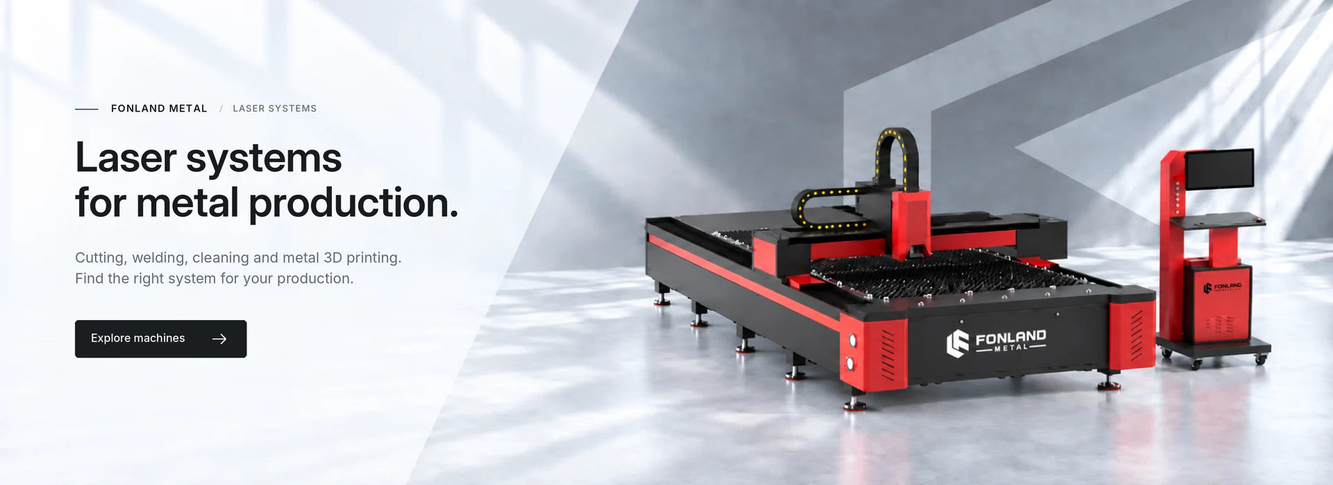 FONLAND METAL open-bed laser cutting machine and operator console